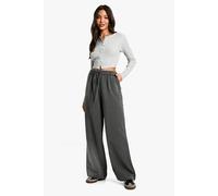 Boohoo Drawstring Woven Wide Leg Trouser In Grey grey S