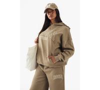 Boohoo Dsgn Studio Collegiate Embroidered Oversized Hoodie In Khaki khaki M