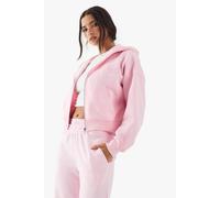 Boohoo Dsgn Studio Contrast Script Boxy Crop Zip Through Hoodie In Pink pink L
