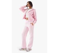 boohoo Women's Dsgn Studio Contrast Script Double Waistband Straight Leg Jogger Pants in Pink | Size: Medium