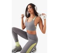 Boohoo Dsgn Studio Mesh Panel Sports Bra In Charcoal charcoal L