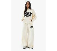 Boohoo Dsgn Studio Towelling Applique Straight Leg Jogger In Stone stone XS