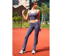 Boohoo Dsgn Studio Ultra Sculpt Contrast Binding Wrap Waist Flare Legging In Midnight midnight XXL