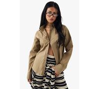 Boohoo Dsgn Studio Woven Label Oversized Pocket Detail Shirt In Khaki khaki L