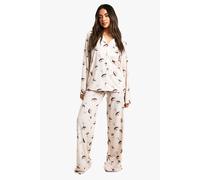 Boohoo Espresso Martini Print Long Sleeve Shirt & Trousers Pyjama Set In Beige beige 16