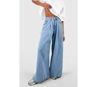 Boohoo Extreme Wide Leg Jeans In Light Blue light blue 14