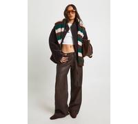 Boohoo Faux Leather Belted Palazzo Trouser In Chocolate chocolate