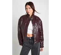 Boohoo Faux Leather Bomber In Burgundy burgundy 12