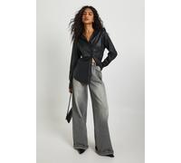 Boohoo Faux Leather Oversized Shirt In Black black 6