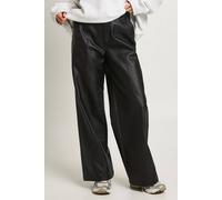 Boohoo Faux Leather Seam Detail Straight Leg Trousers In Black black 8