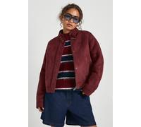 Boohoo Faux Suede Aviator Jacket In Burgundy burgundy 12