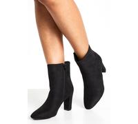 Boohoo Faux Suede Block Heel Seam Detail Ankle Boots In Black black 4