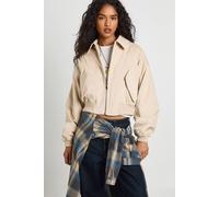 Boohoo Faux Suede Bomber Jacket In Cream cream 12