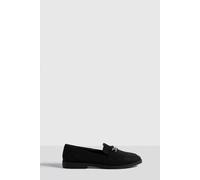 Boohoo Faux Suede Chain Trim Loafers In Black black 5