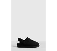 Boohoo Faux Suede Chunky Slingback Closed Toe Clogs In Black black 4