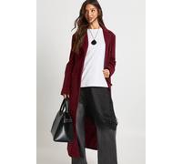 Boohoo Faux Suede Cinched Maxi Coat In Wine wine 16