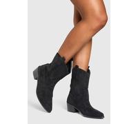 Boohoo Faux Suede Embroidered Western Cowboy Boots In Black black 5