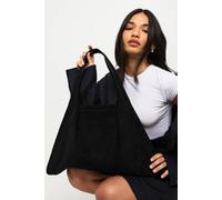 Boohoo Faux Suede Large Tote Bag In Black black One Size