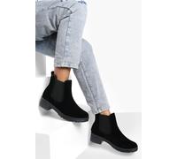 Boohoo Faux Suede Ribbed Detail Chunky Chelsea Boots In Black black 3