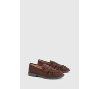 Boohoo Faux Suede Ruched Loafers In Brown brown 4