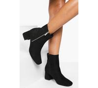 Boohoo Faux Suede Side Zip Low Block Heel Boots In Black black 4