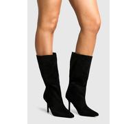 Boohoo Faux Suede Stiletto Calf High Boots In Black black 7
