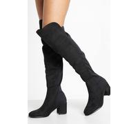 Boohoo Faux Suede Stretch Back Over The Knee Boots In Black black 6