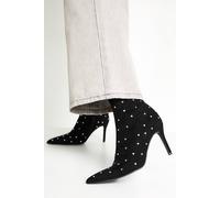 Boohoo Faux Suede Studded Pointed Toe Ankle Boots In Black black 7