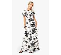 Boohoo Floral Angel Sleeve Maxi Dress In Cream cream 12