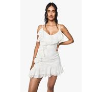 Boohoo Floral Burnout Ruffle Mini Dress In Ivory ivory 10