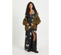 Boohoo Floral Chiffon Plunge Maxi Dress In Black black 14