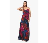 Boohoo Floral Chiffon Ruched Side Maxi Dress In Black black 10