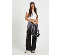 Boohoo Foldover Hem Wide Leg Trousers In Black black 8