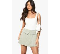 Boohoo Foldover Pleated Tailored Skort In Sage sage 16