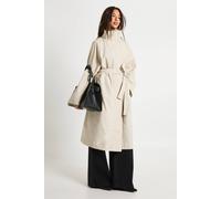 Boohoo Funnel Neck Trench Coat In Stone stone 14