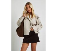 Boohoo Funnel Neck Wool Look Jacket In Stone stone 16