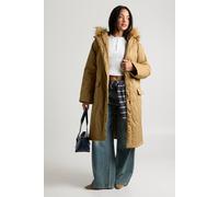 boohoo Women's Fur Lined Hooded Parka Coat in Camel | Size: 12