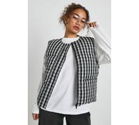 boohoo Women's Gingham Puffer Gilet in Black | Size: 12