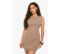 Boohoo Gingham Tie Back Detail Shift Dress In Brown brown 16