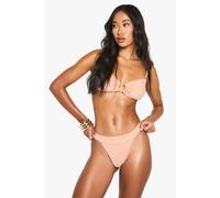 Boohoo Glitter U-Bar Bandeau Bikini Top & High Leg Bikini Bottoms Set In Orange orange 12