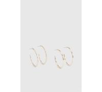 Boohoo Gold 2 Pack Mid Hoop Earrings gold One Size