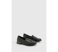 Boohoo Gold Trim Basic Loafers In Black black 4