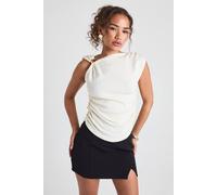 Boohoo Gold Trim Detail Knitted Top In Cream cream M