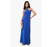 Boohoo Gold Trim Halterneck Maxi Dress In Cobalt cobalt 8