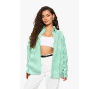 boohoo Women's Green Seersucker Wide Stripe Oversized Shirt | Size: 6