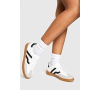 Boohoo Gum Sole Striped Trainers In White white 4