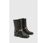 Boohoo Hardware Harness Detail Biker Boots In Black black 4