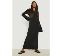 Boohoo Heavy Soft Touch Low Back Maxi Dress In Black black 10