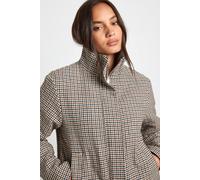 Boohoo Herringbone Funnel Neck Wool Look Jacket In Brown brown 12