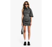 Boohoo High Cowl Asymmetric Mini Dress In Charcoal charcoal 10
